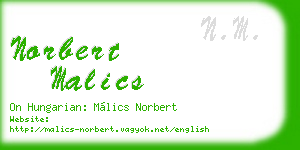 norbert malics business card